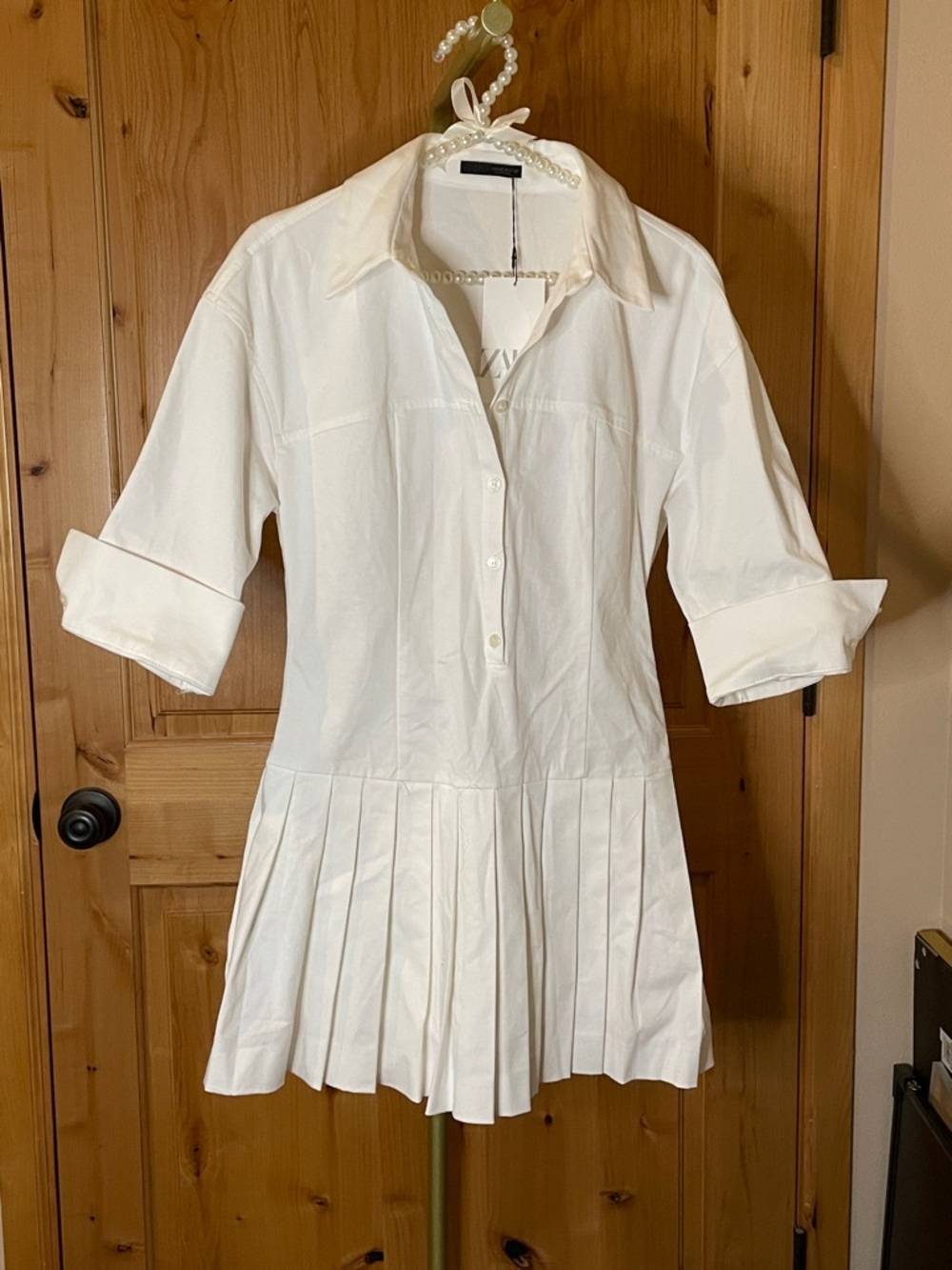 Zara White Button-Front Shirt Size M